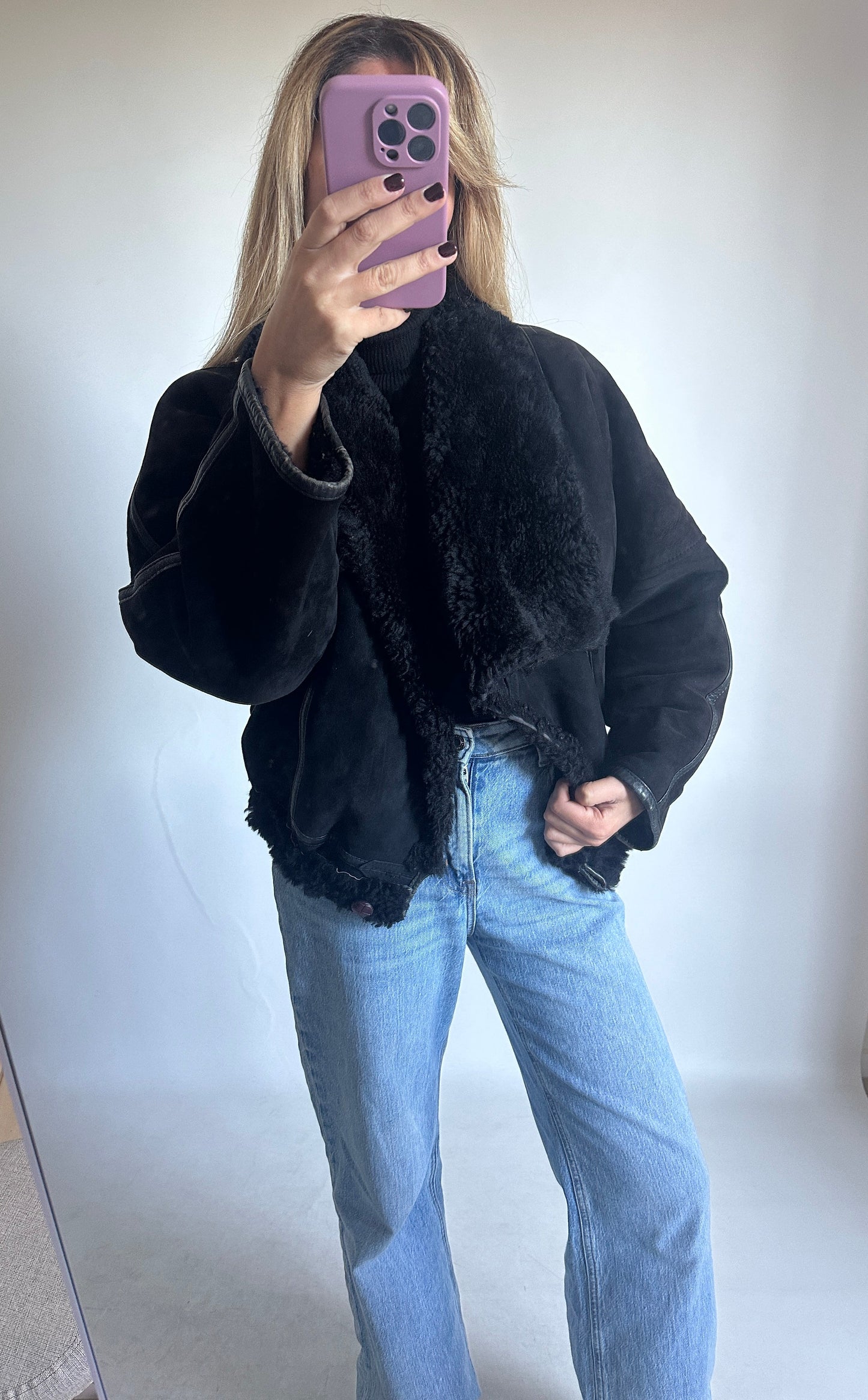 Petite black Shearling
