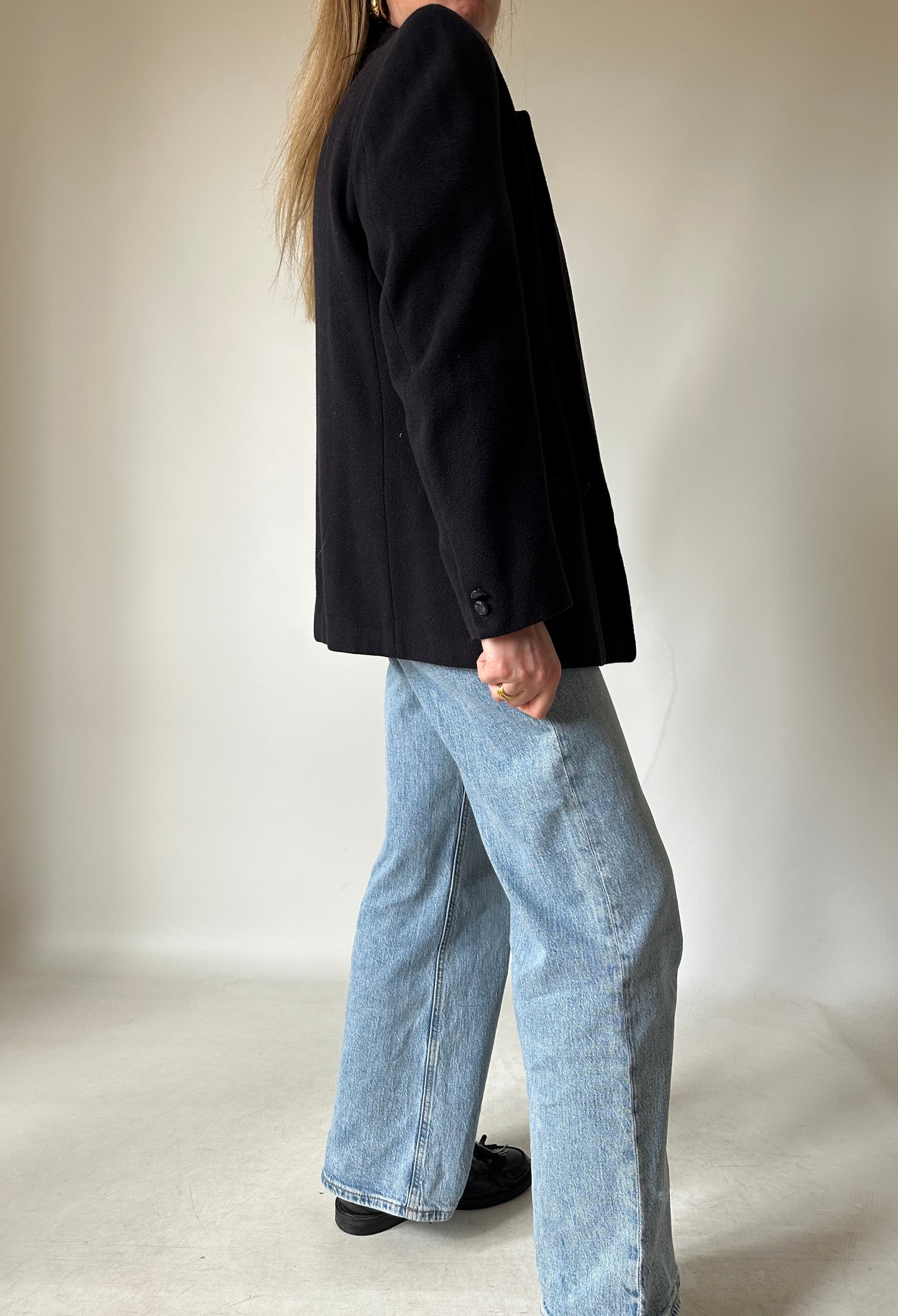 Navy wool caban