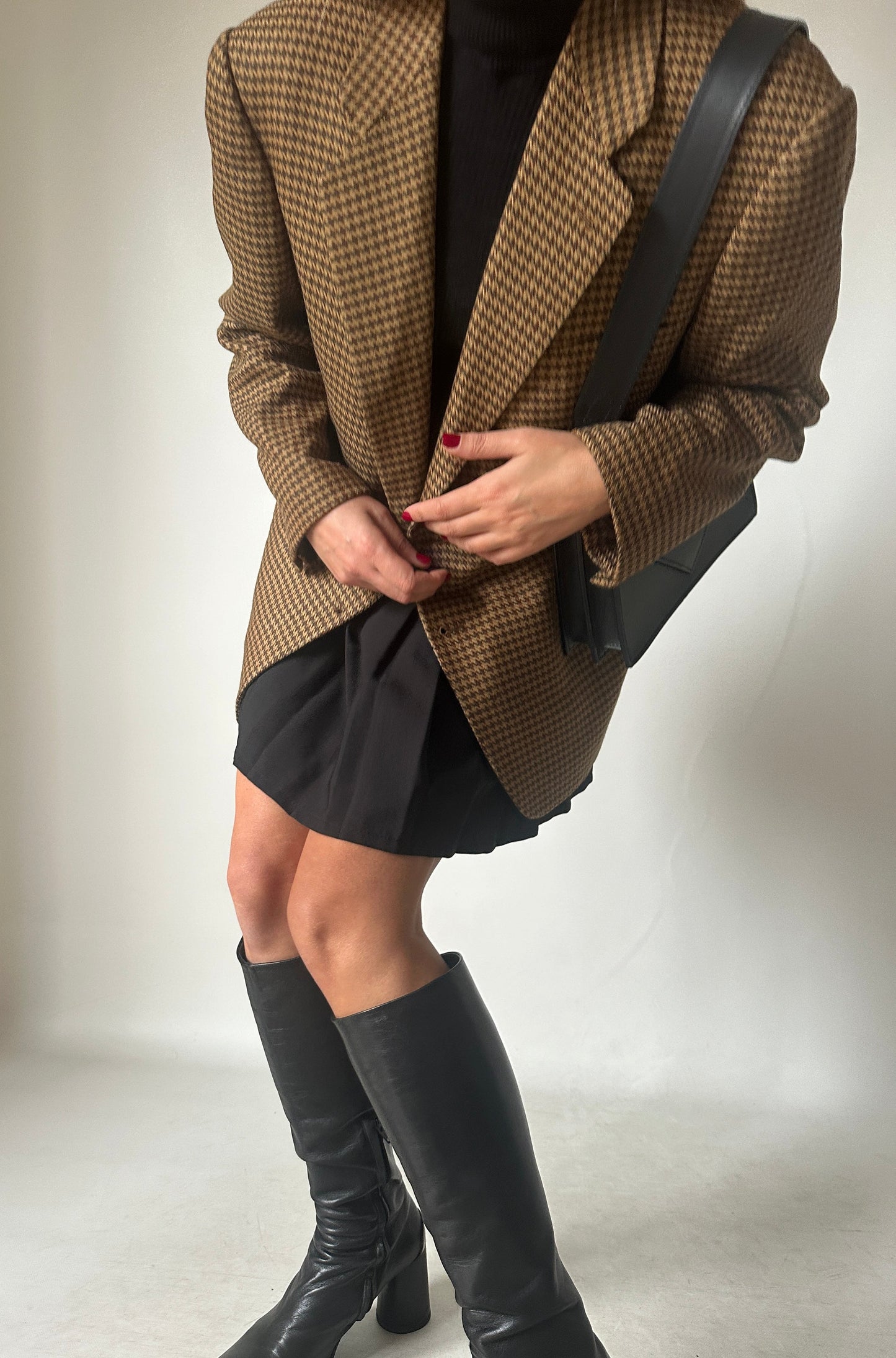 Pied de poule wool blazer coat