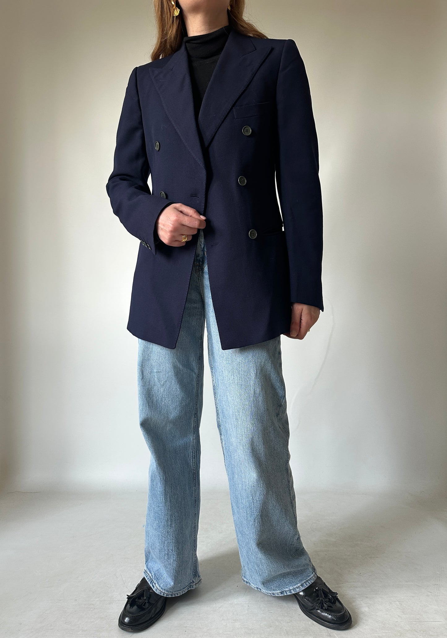 Double-breast virgin wool petite blazer