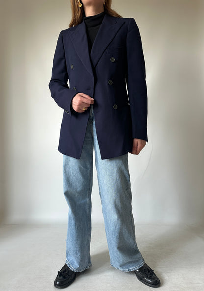 Double-breast virgin wool petite blazer
