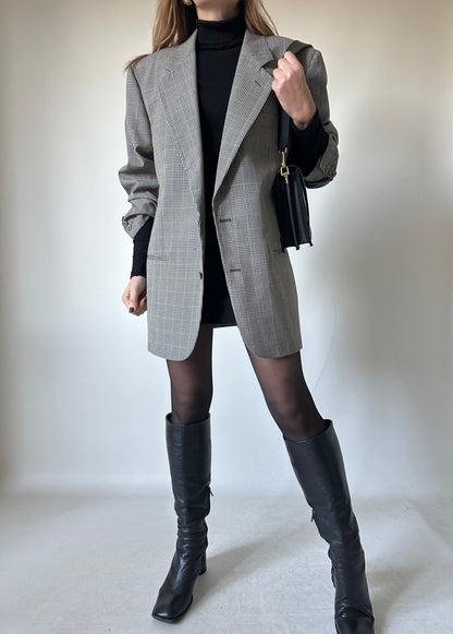 Pied de poule green oversize blazer