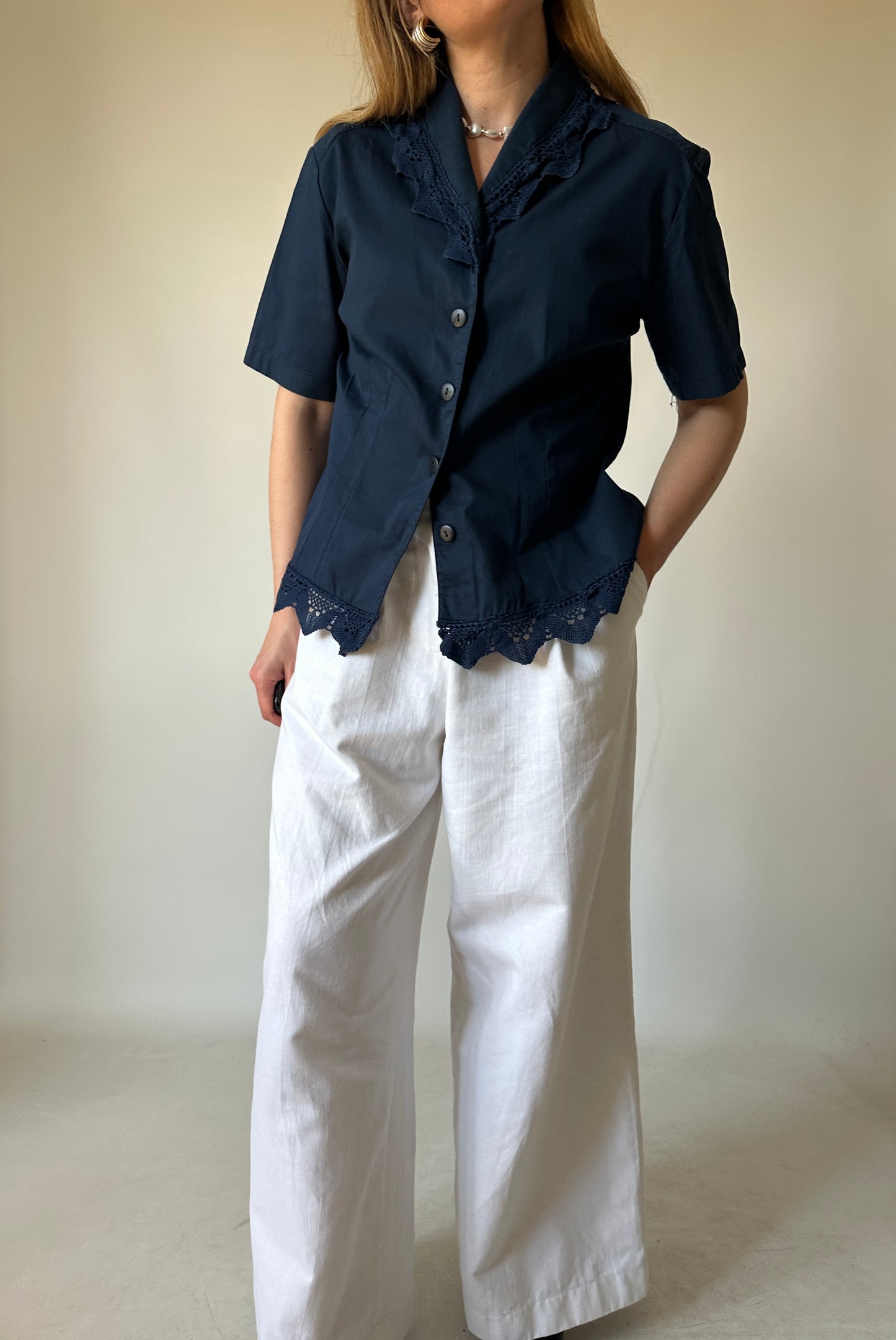 Navy cotton shirt jacket