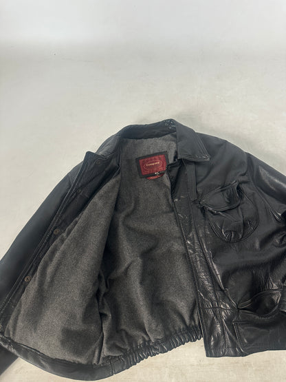 Bomber in pelle nero