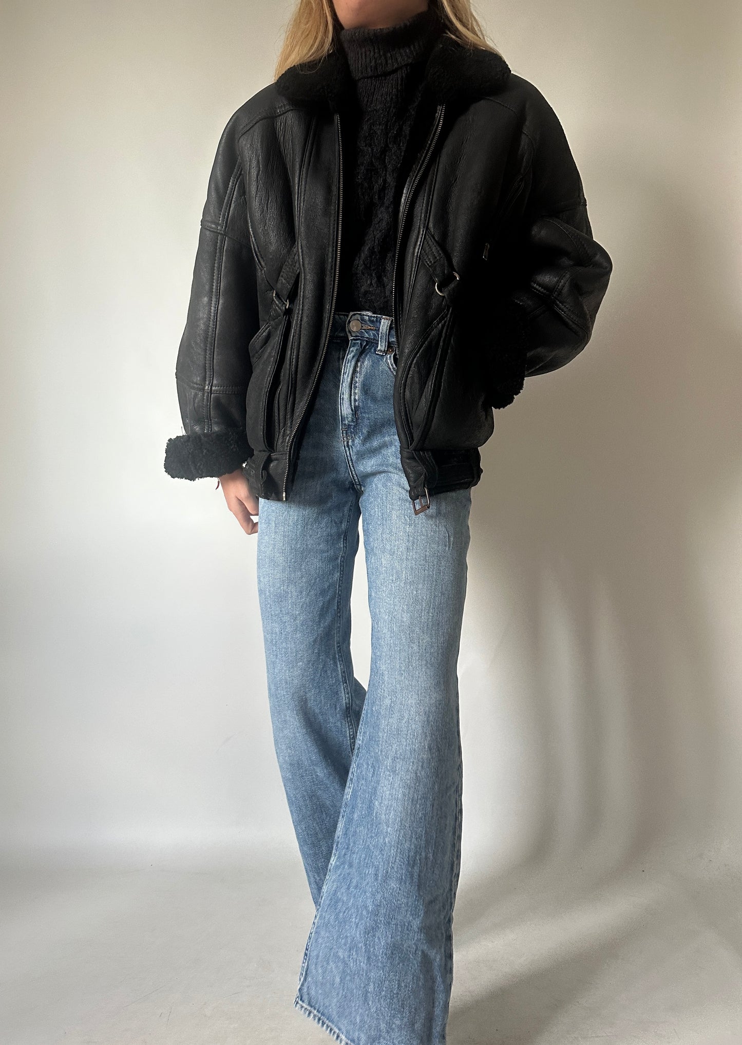 Perfect black petite Shearling