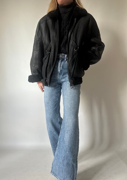 Perfect black petite Shearling