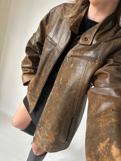 Dreamy distressed rusted leather biker