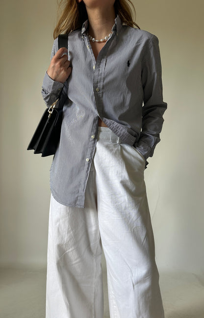 RALPH LAUREN black striped petite shirt