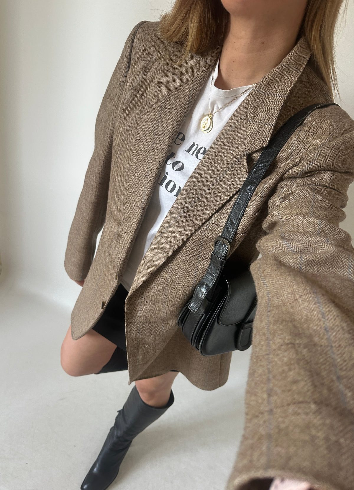 Virgin wool herringbone blazer
