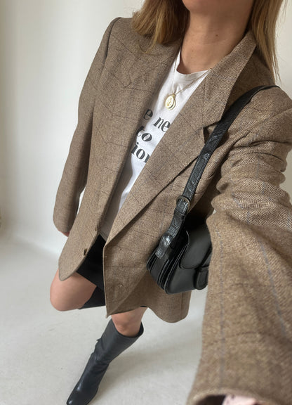 Virgin wool herringbone blazer