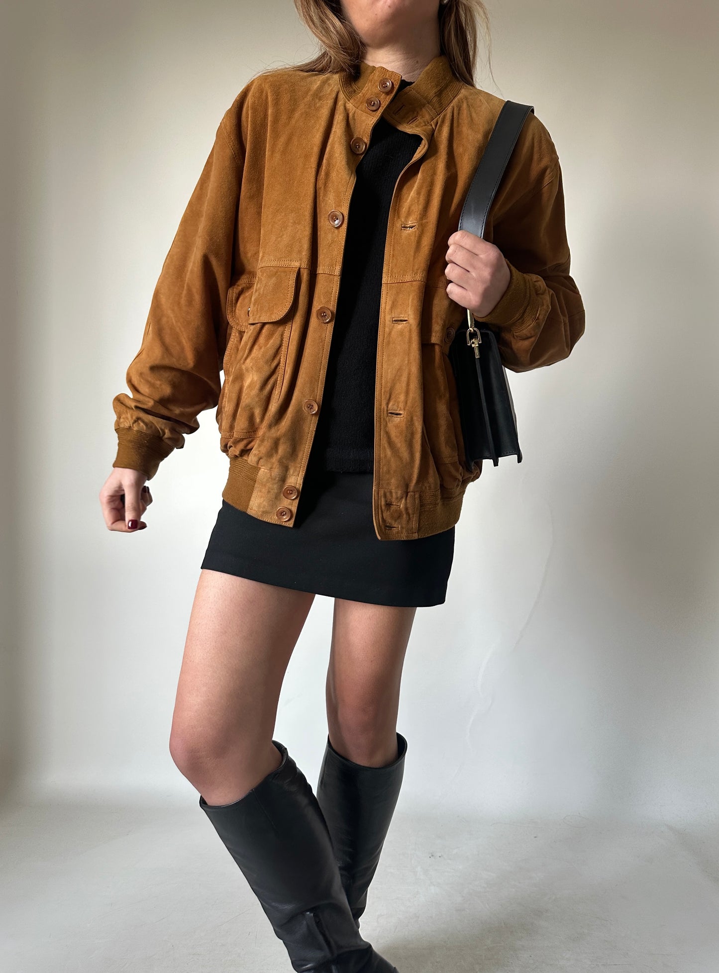 Petite suede bomber