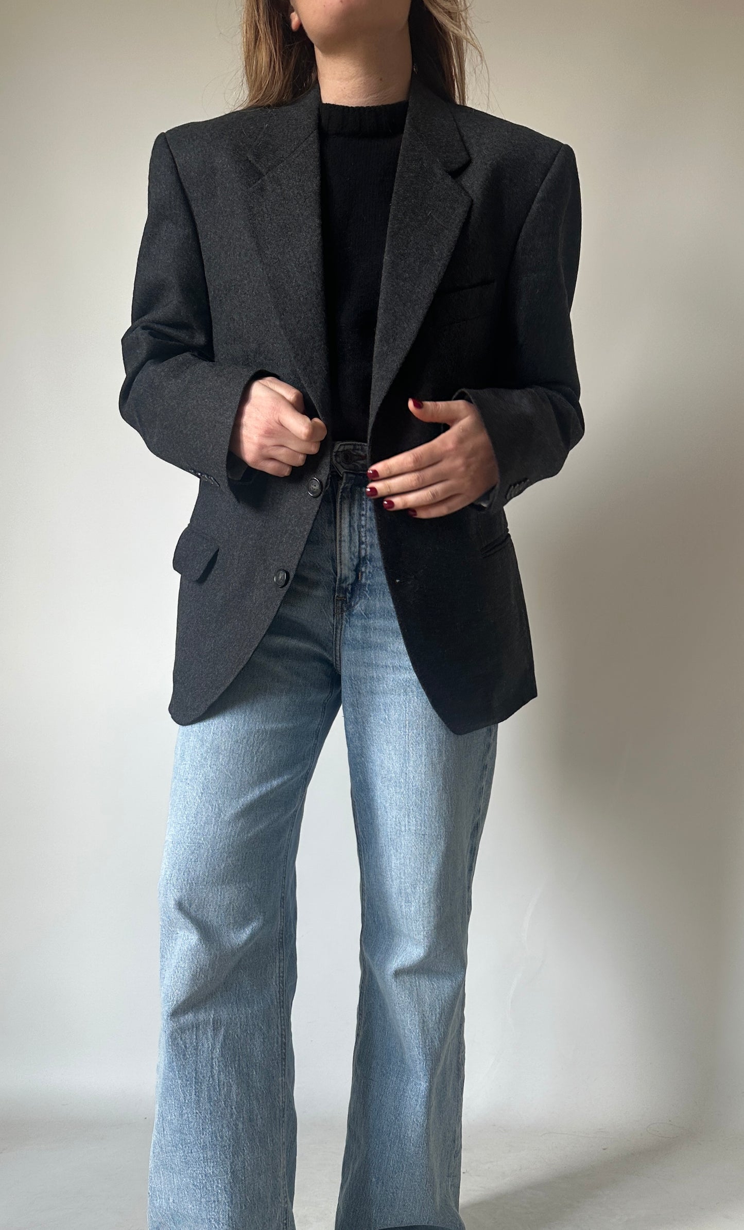 MARZOTTO wool grey oversize blazer