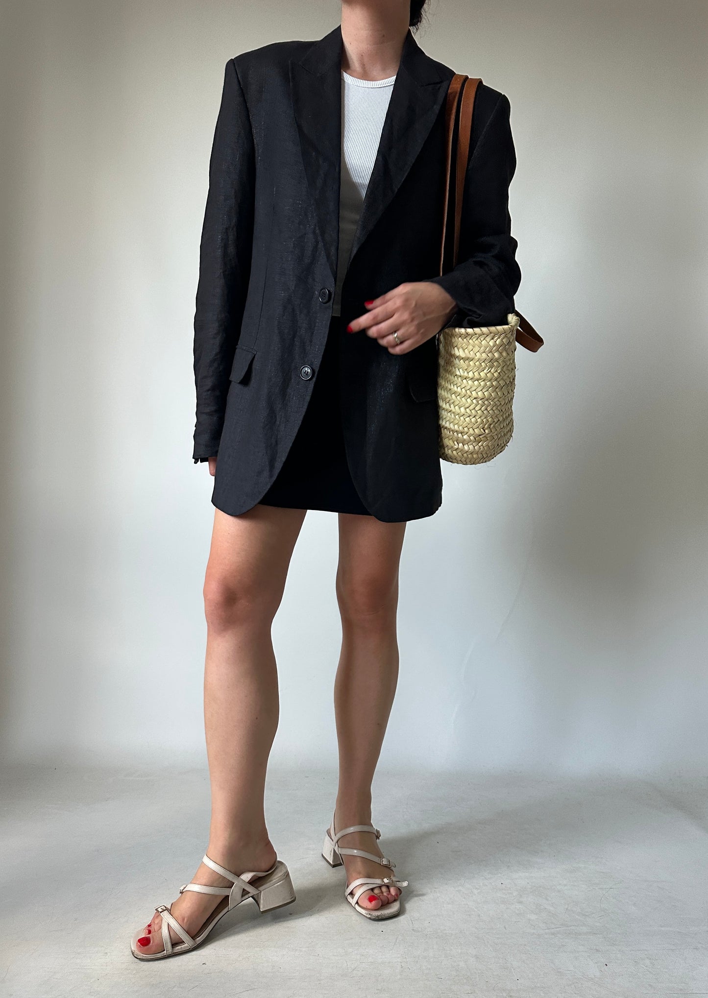 Blazer in puro lino nero