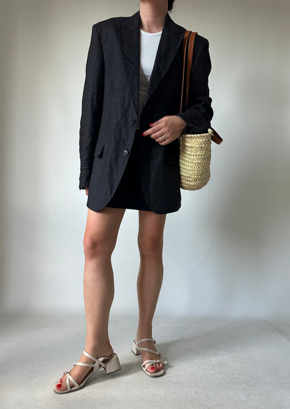 Blazer in puro lino nero