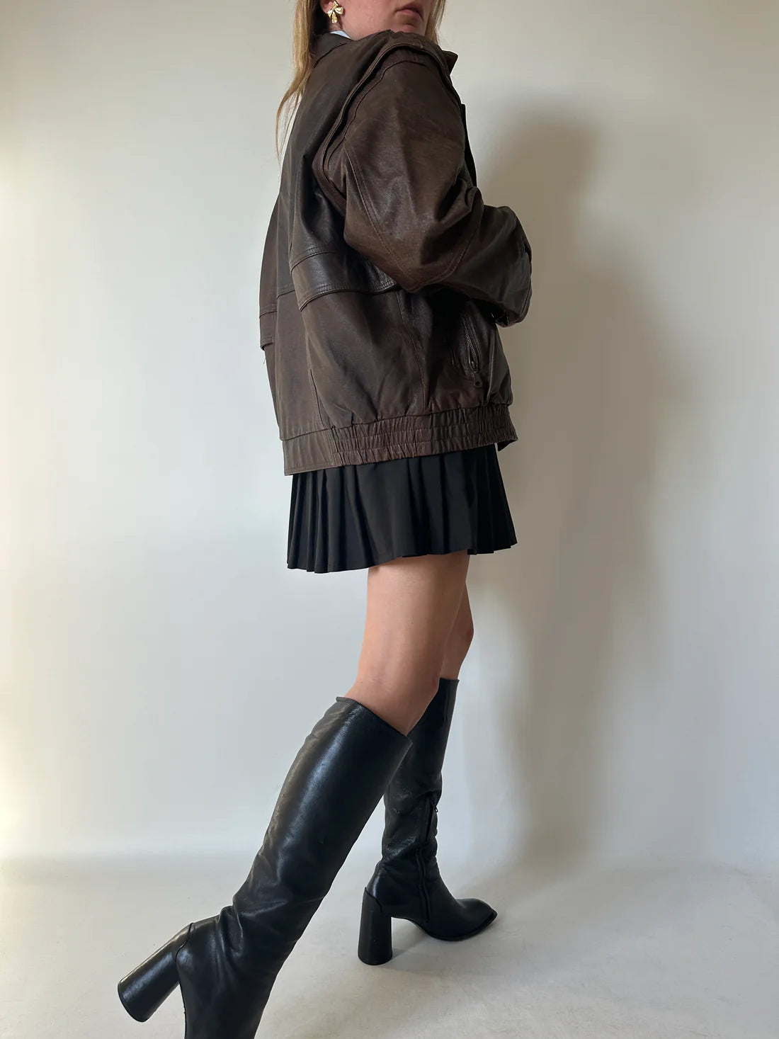 Unique chocolate distressed bomber