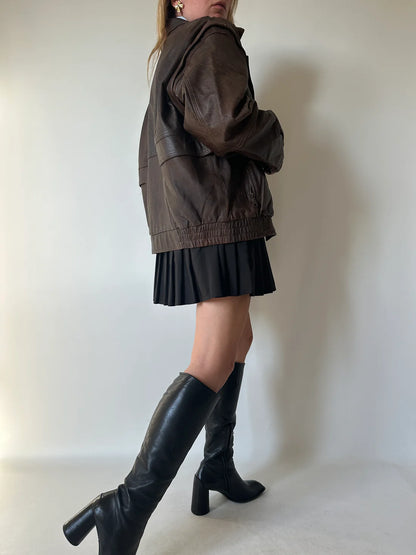 Unique chocolate distressed bomber