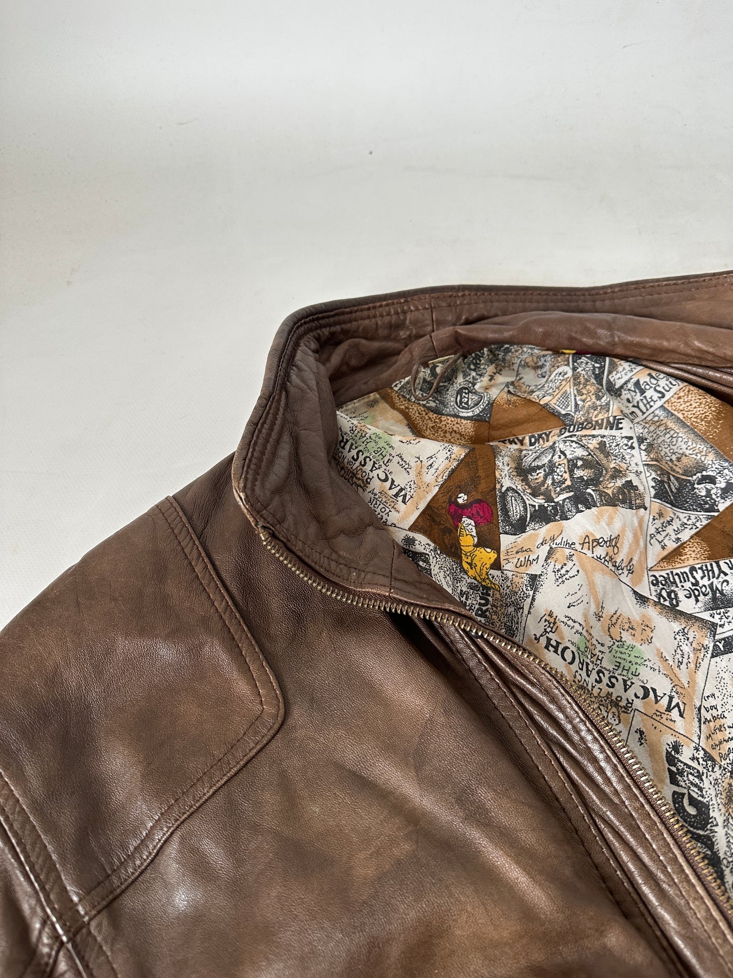 Chocolate used leather bomber