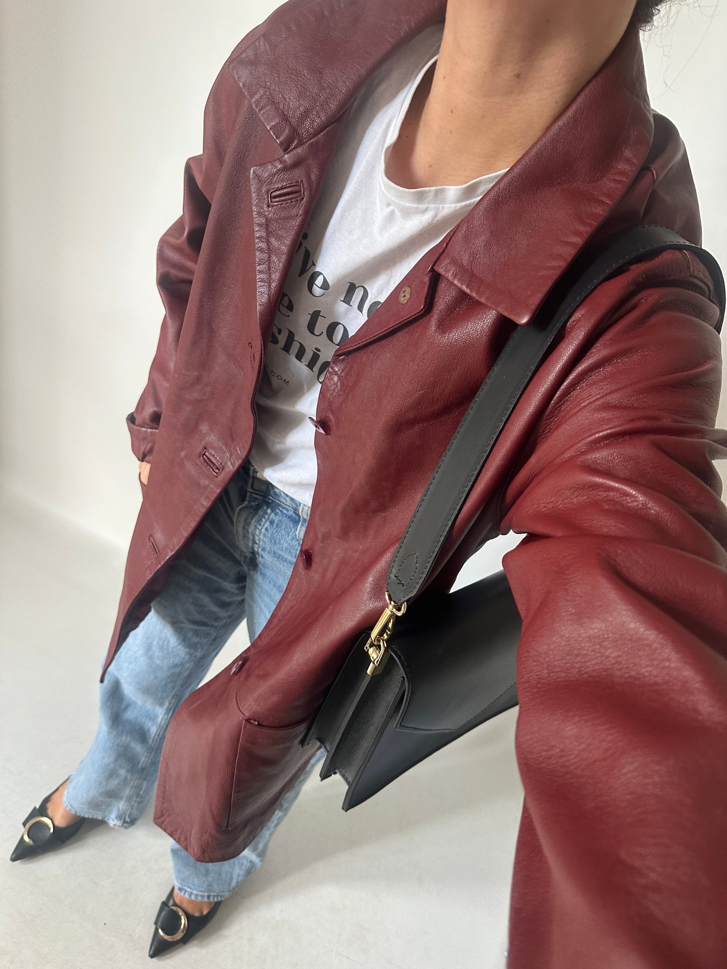 Burgundy leather jacket
