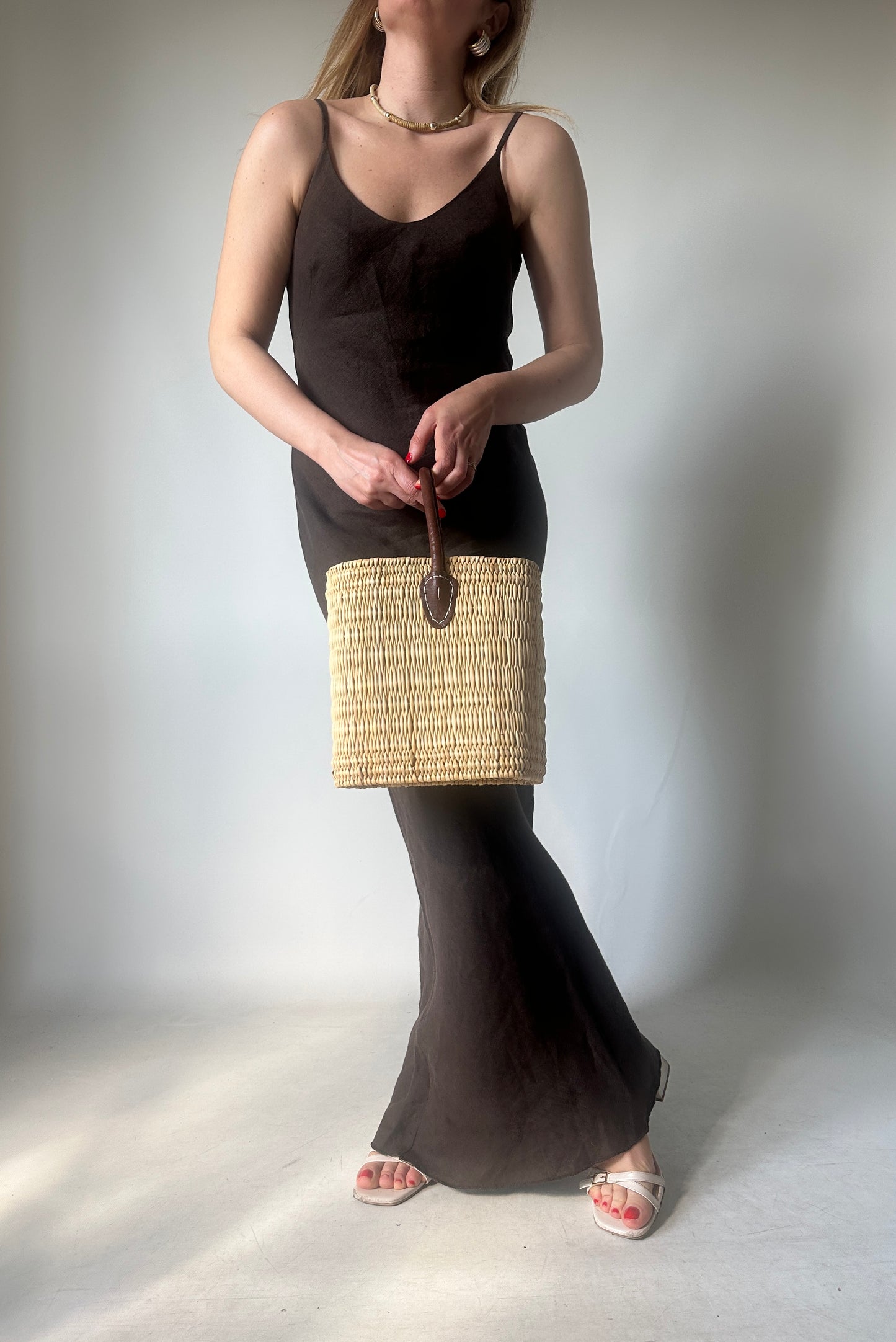 Dreamy chocolate long linen dress