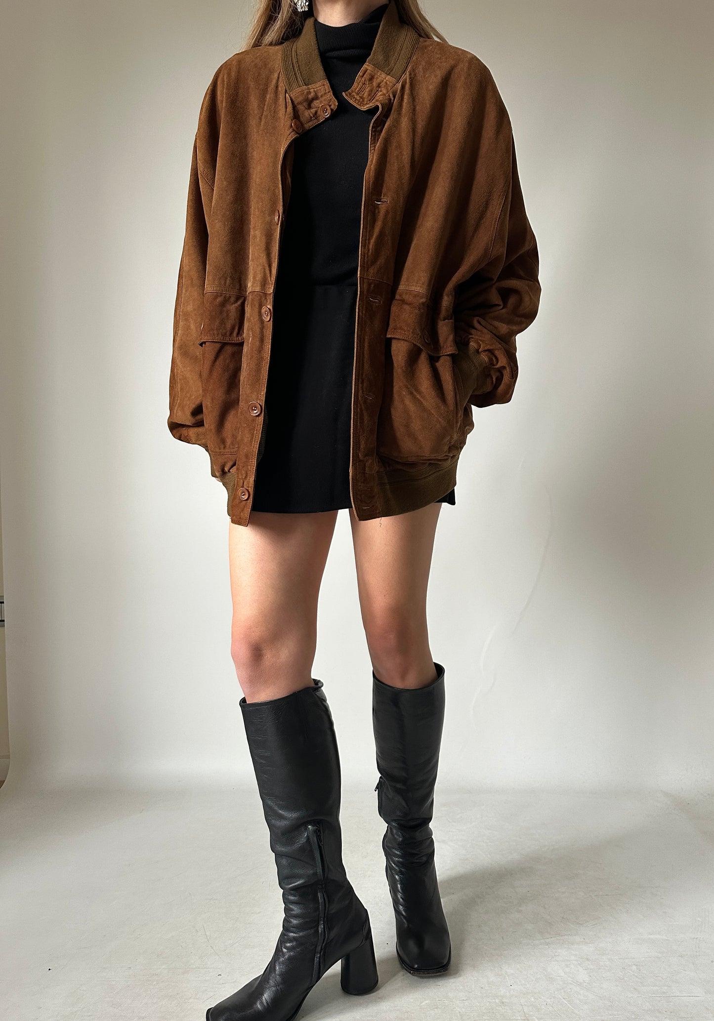 Brown suede bomber