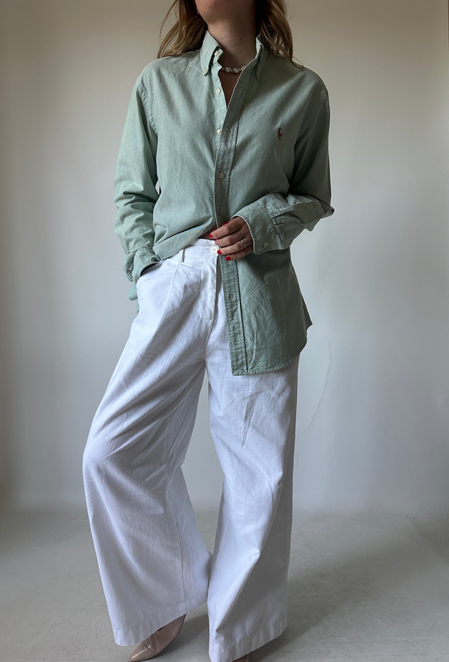 RALPH LAUREN salvia petite shirt