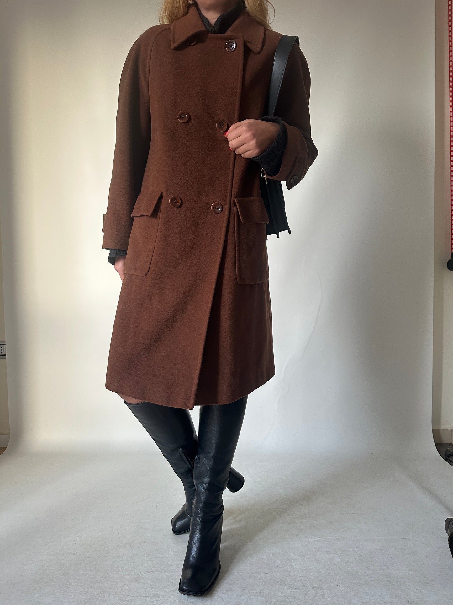 Chocolate wool and angora coat
