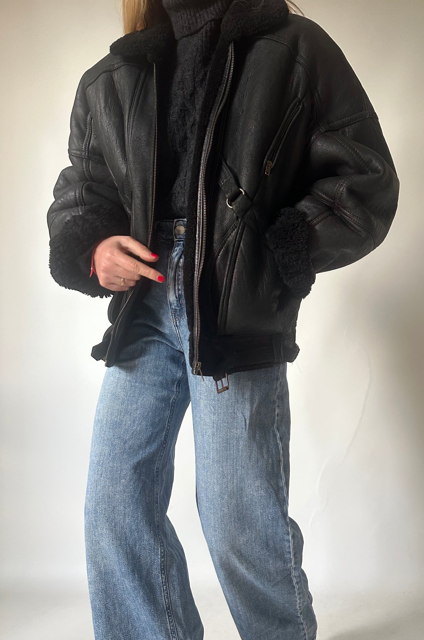 Perfect black petite Shearling