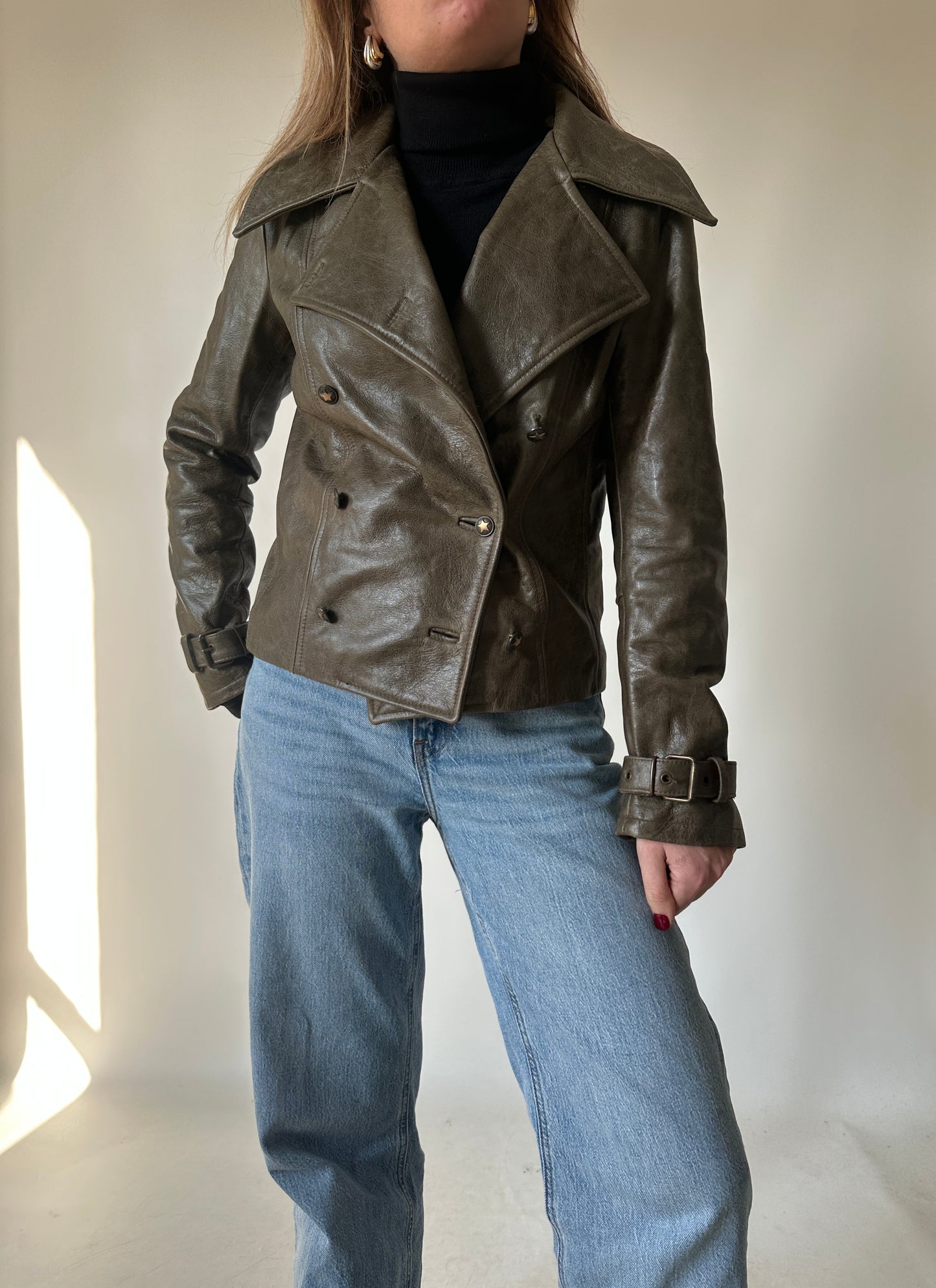 Giacca in pelle verdone