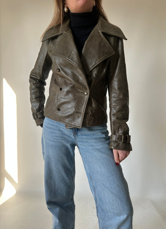 Giacca in pelle verdone