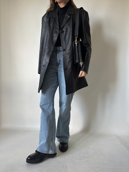 Minimal black leather jacket