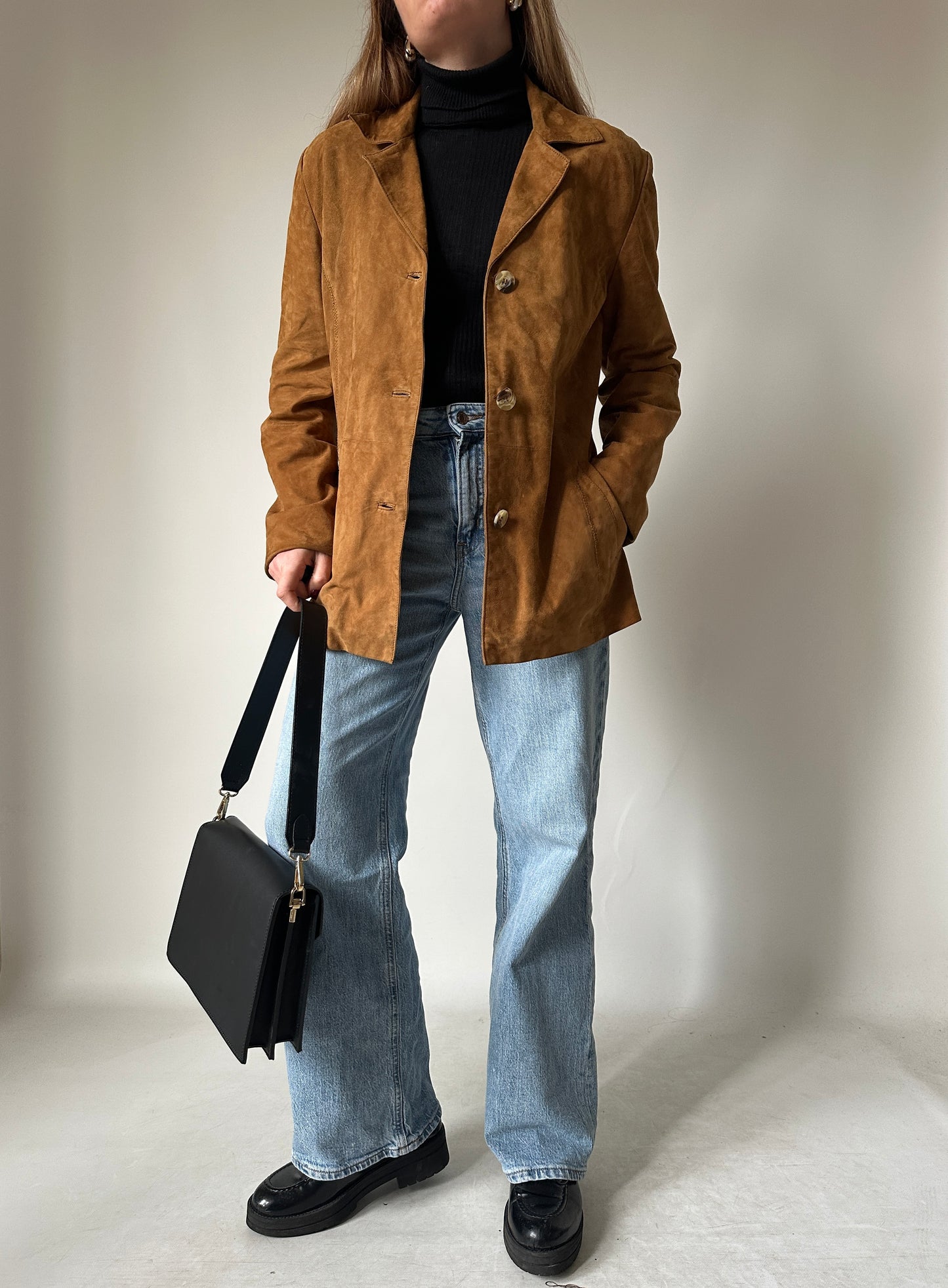 Suede brown petite jacket