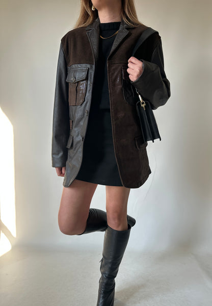 Chocolate brown and phyton utiliy jacket