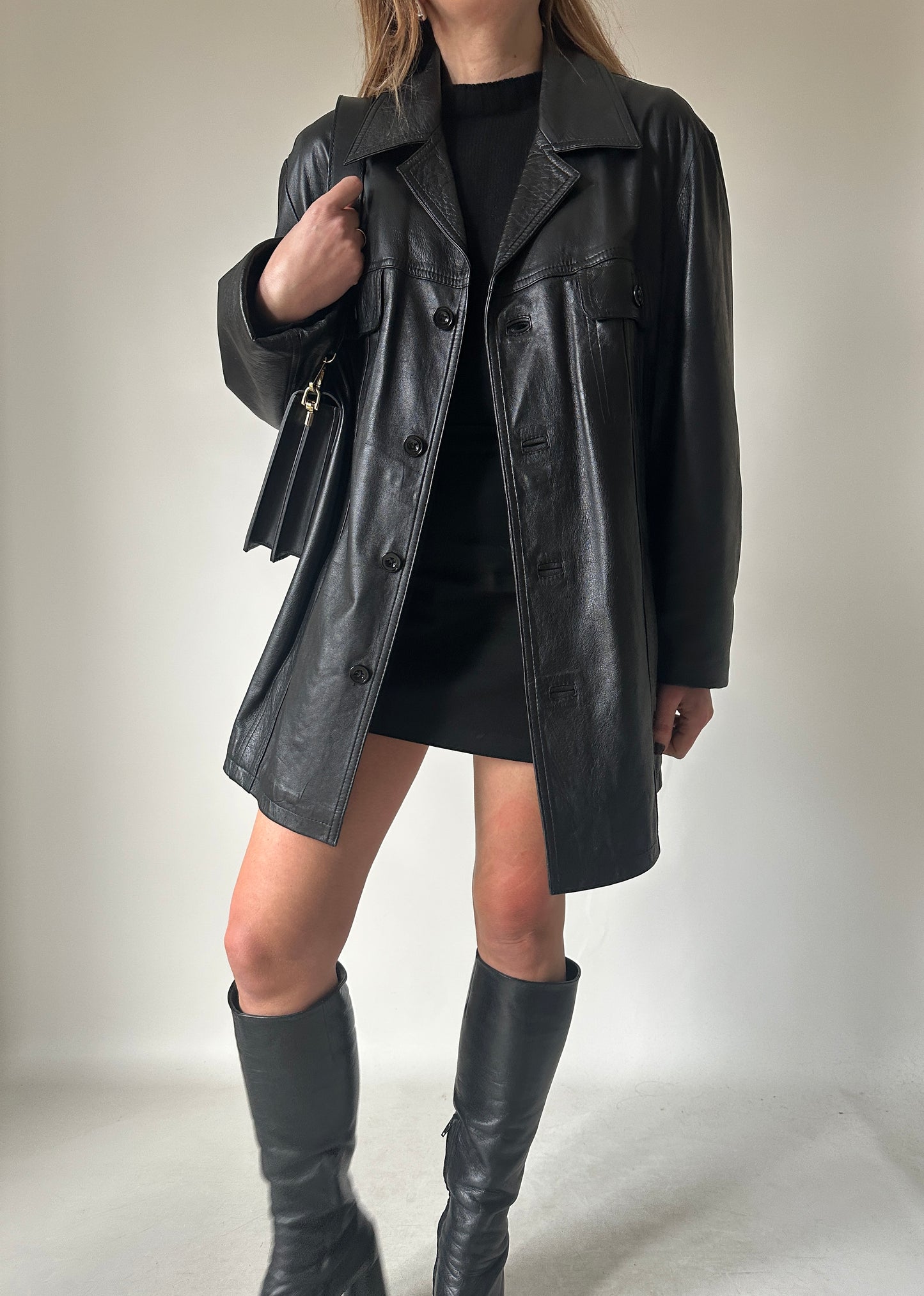 Passpartour black leather jacket