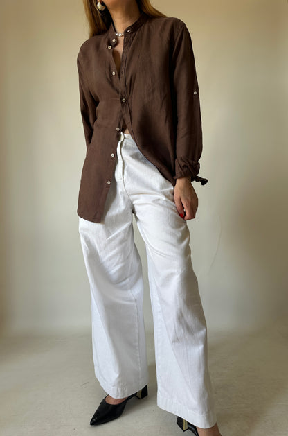 Chocolate 100% linen shirt