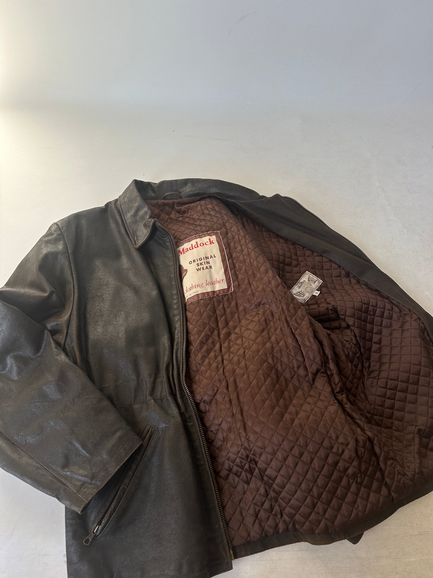 Chocolate distressed leather jacket