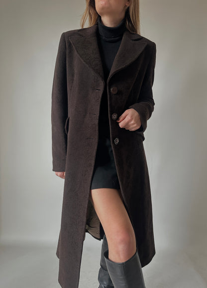 Cappotto haute couture in lana cioccolato