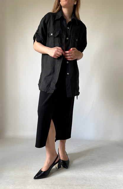 Minimal 100% linen black shirt