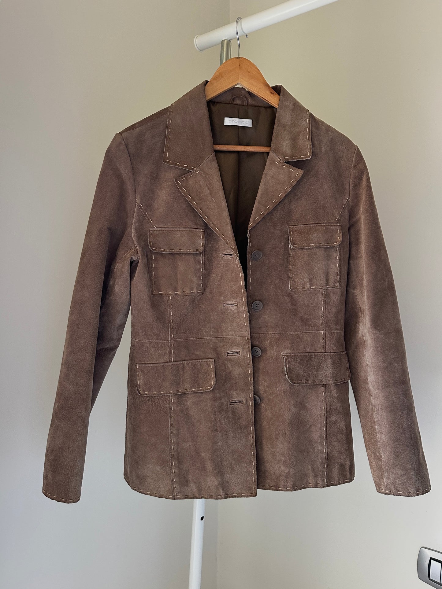 Suede slim utility jacket