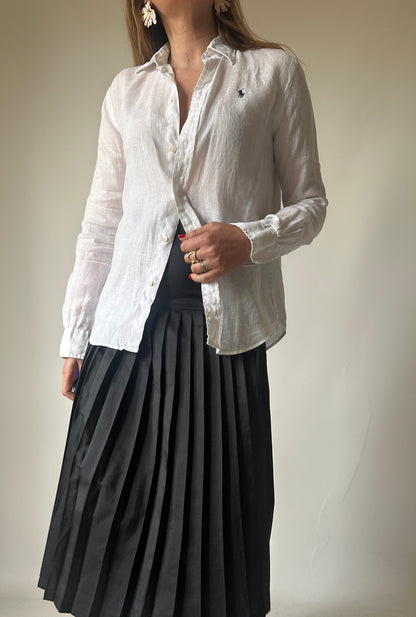 RALPH LAUREN linen white petite shirt