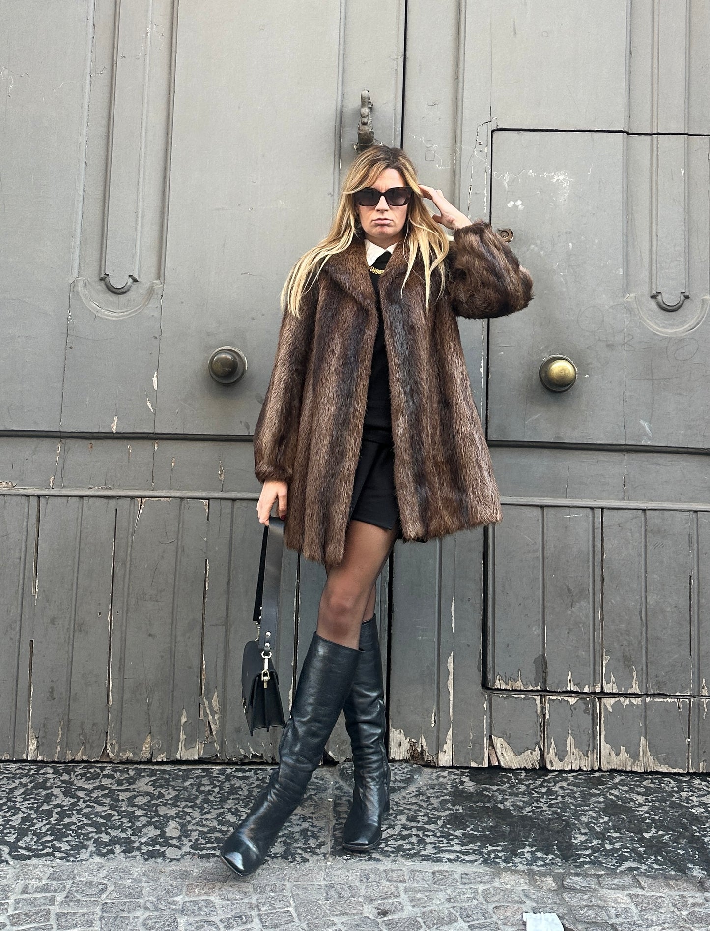 Coffee petite real fur