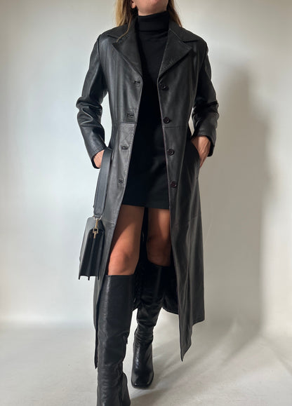 Iconic extra long leather trench
