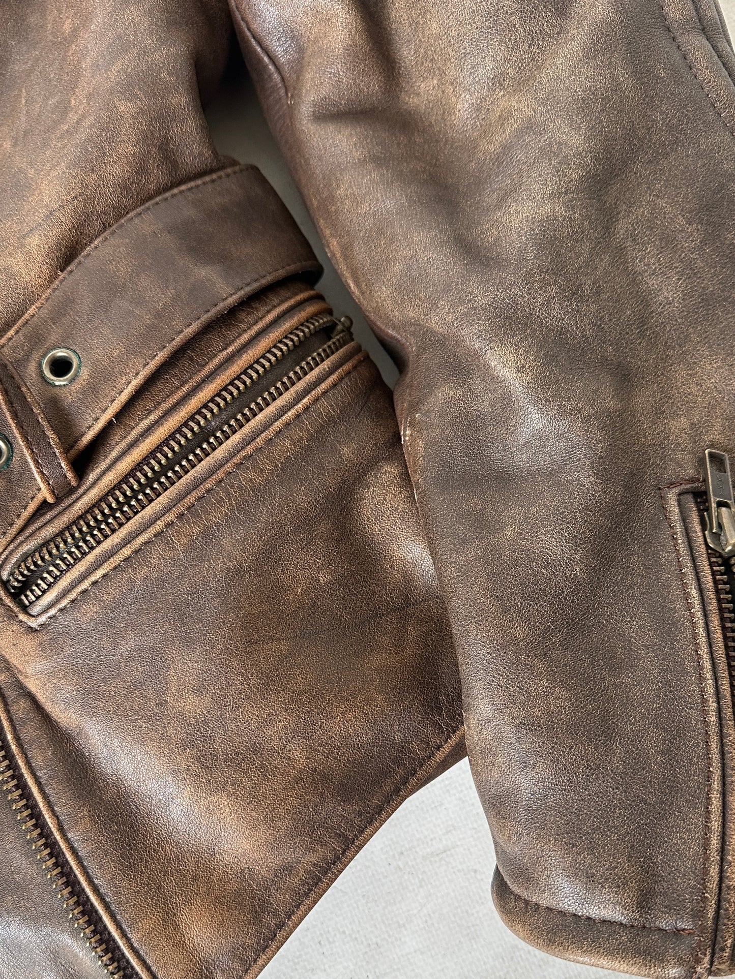 Dreamy brown distressed petite biker