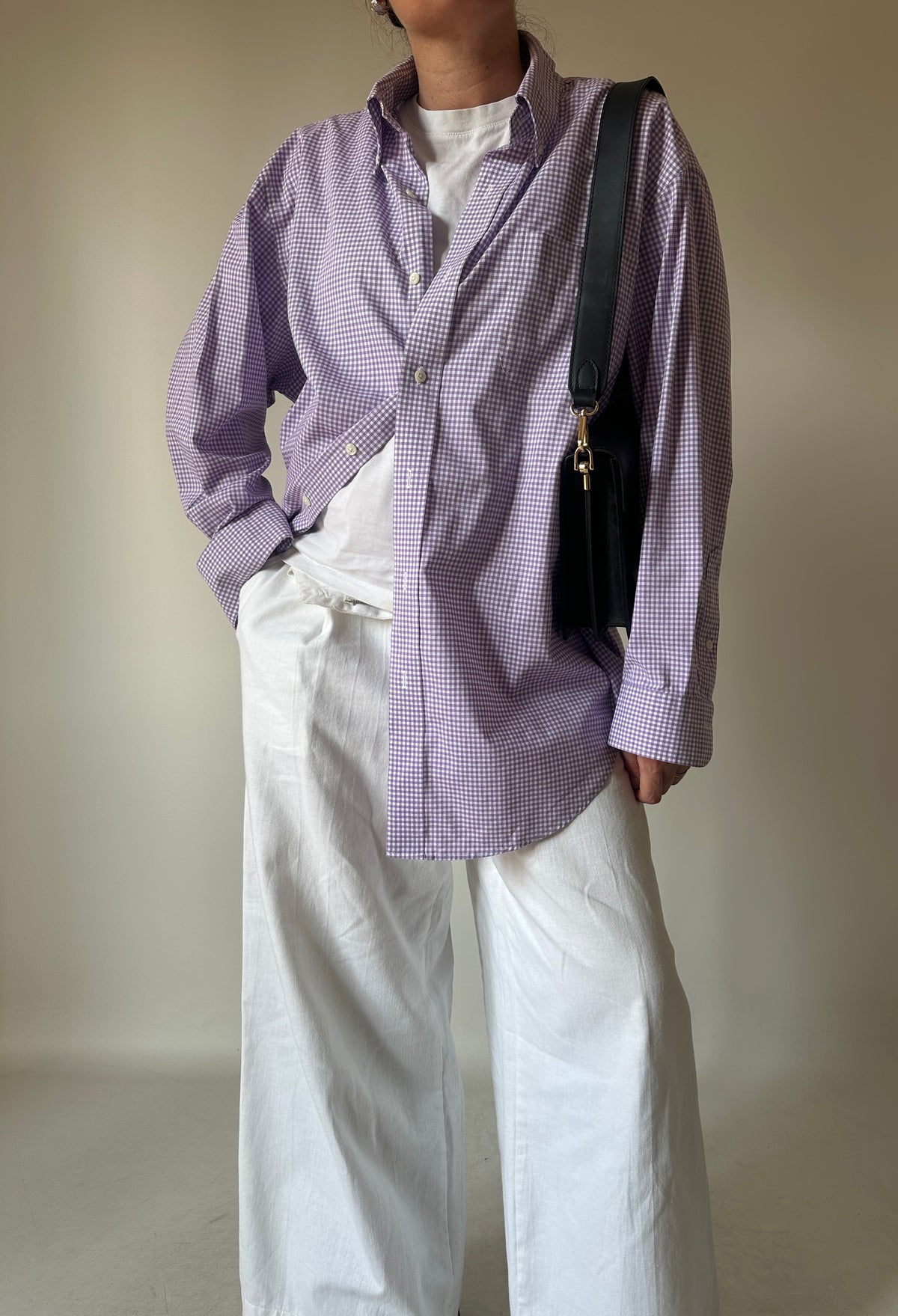 RALPH LAUREN violet vichy shirt - nuova