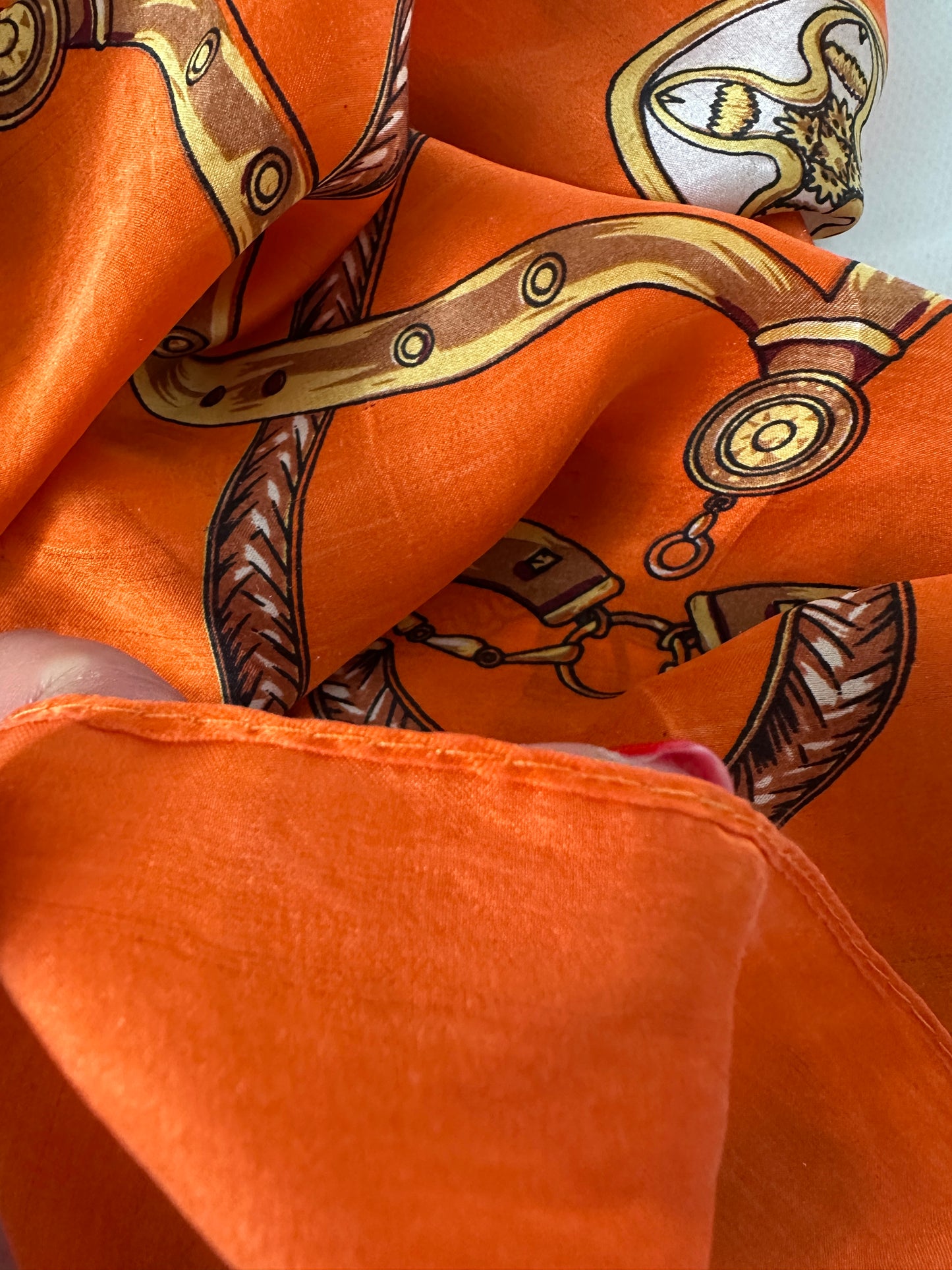 Foulard catene arancio pura seta