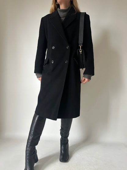 Perfect double-breast wool black coat
