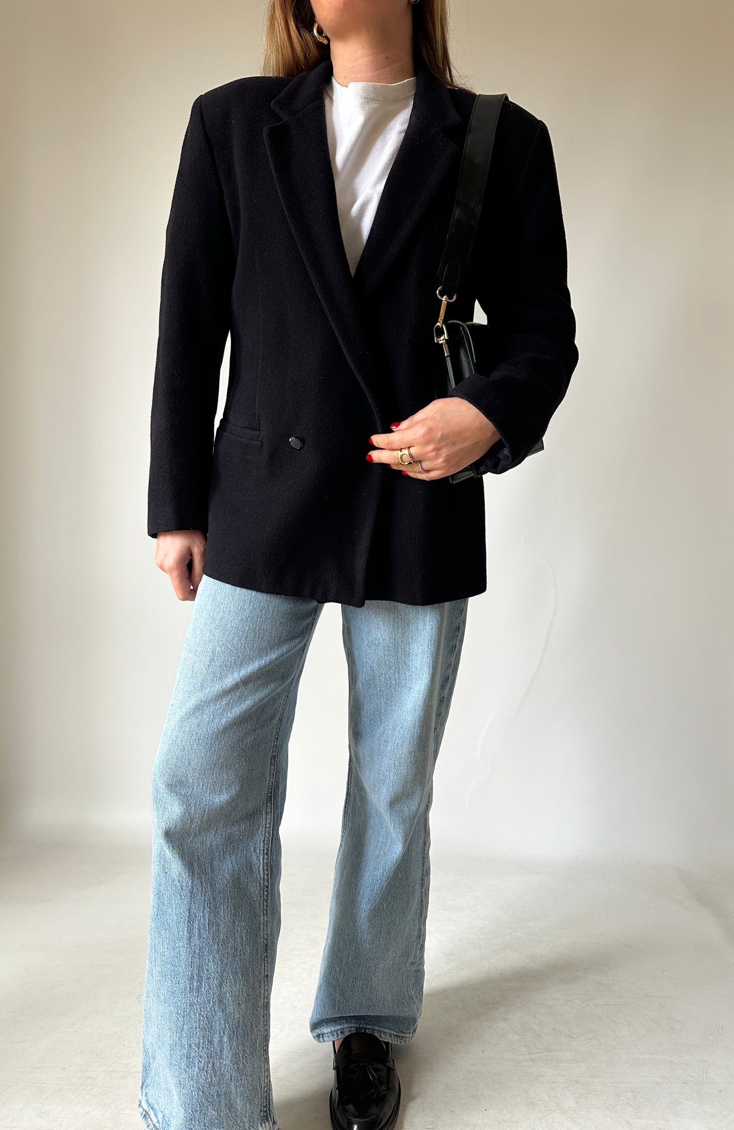 Navy wool caban