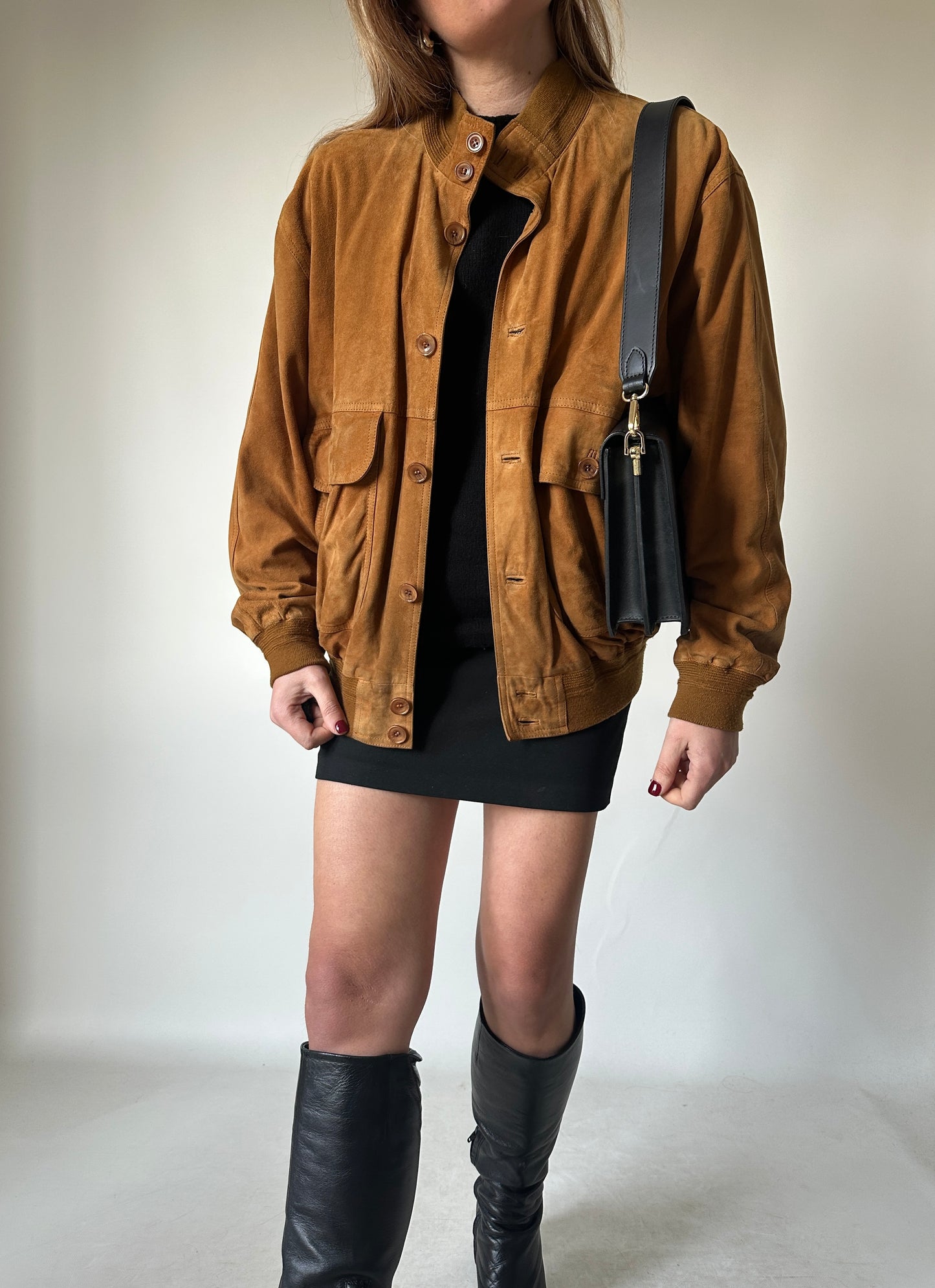 Petite suede bomber