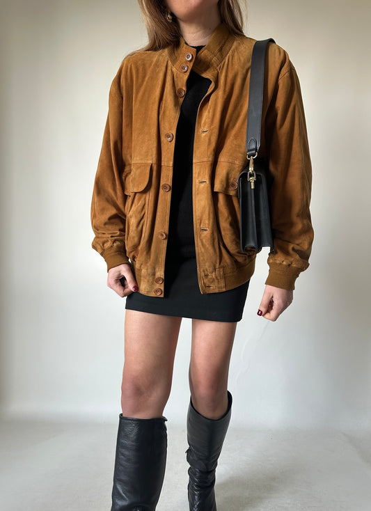 Petite suede bomber