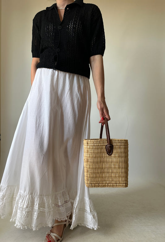 Cardigan traforato in cotone nero