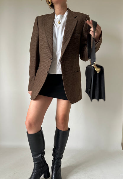 Chocolate wool petite blazer
